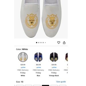 Elan White Slippers with Gold Lion Design